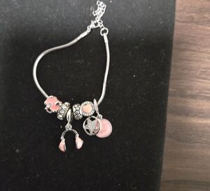 Elegant Silver and Pink Charm Bracelet